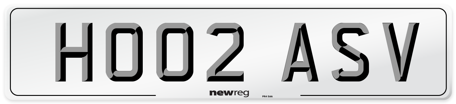 HO02 ASV Number Plate from New Reg